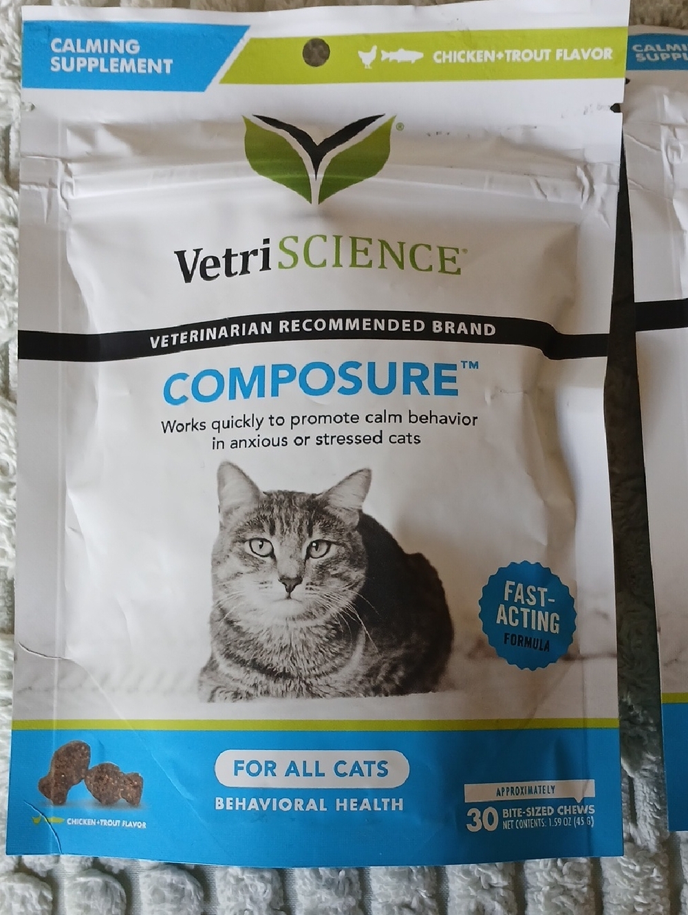 VetriScience Composure Cat Calming for Stressed Cats 2 pk